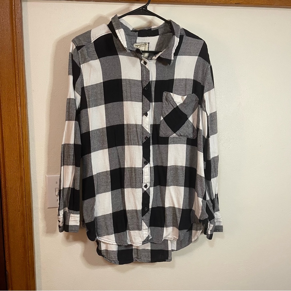 Black and White Flannel Button Up